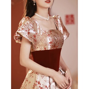 敬酒服新娘2024新款在逃公主高级感长款结婚大气订婚礼服裙女冬季