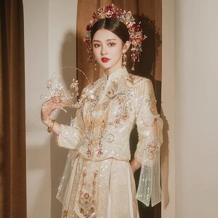 2026新款 婚纱礼服重工奢华敬酒服出阁服女 金色秀禾服高级新娘中式