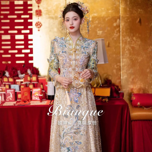 高级感秀禾服2026新款 嫁衣 重工香槟金色婚服新娘结婚敬酒礼服中式