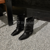 中筒内增高秋冬黑色高跟高筒百搭短靴时装 靴时尚 筒靴G3252