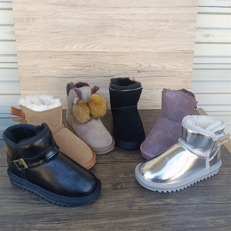 大牌真羊毛儿童皮毛一体雪地靴