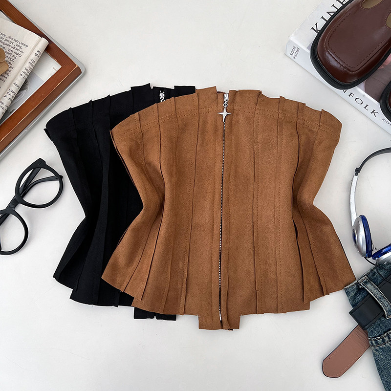 复古美式辣妹鹿皮绒修身显瘦不规则抹胸背心内搭打底衫上衣女,女装/女士精品,背心吊带,淘宝优惠券,粉丝福利购,淘宝优惠卷