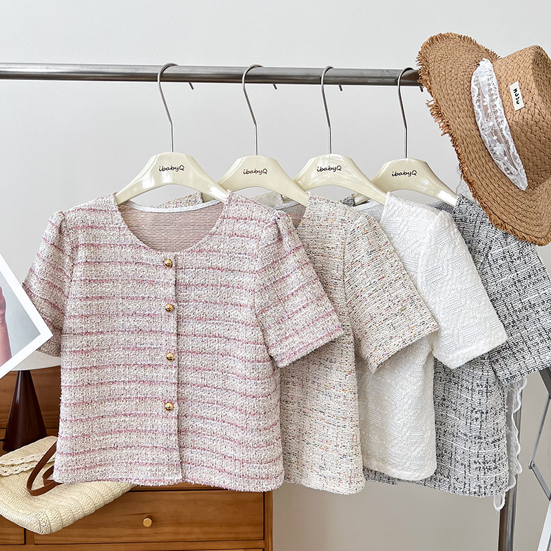法式时尚气质小香风粗花呢圆领单排短袖开衫短外套上衣女夏季新款,女装/女士精品,短外套,淘宝优惠券,粉丝福利购,淘宝优惠卷
