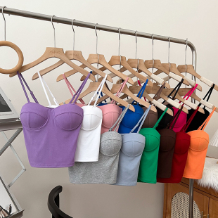 新款 性感百搭基础纯色修身 上衣女夏季 吊带背心内搭打底衫 显瘦短款