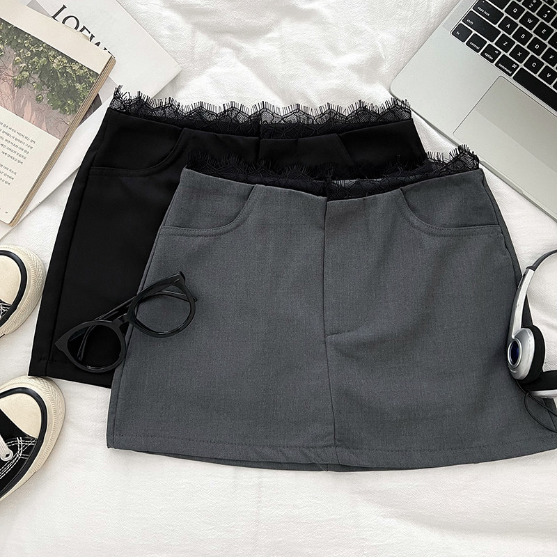 设计感小众时尚百搭蕾丝边高腰显瘦西装半身裙短裙包臀裙a字裙女,女装/女士精品,半身裙,淘宝优惠券,粉丝福利购,淘宝优惠卷