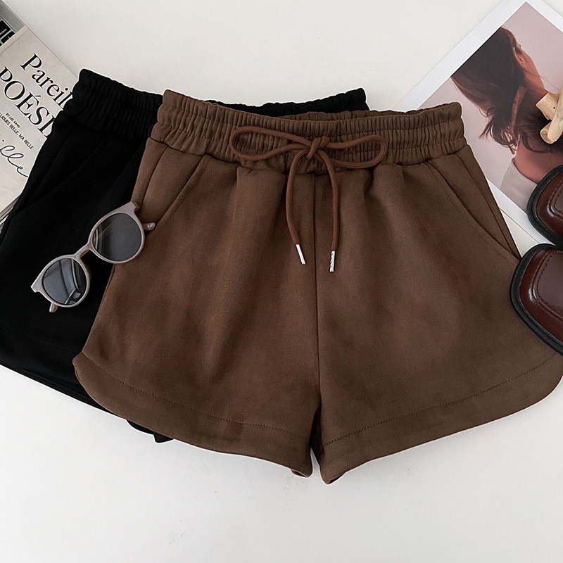 复古时尚百搭鹿皮绒抽绳高腰显瘦阔腿裤休闲裤短裤打底裤女秋冬,女装/女士精品,休闲裤,淘宝优惠券,粉丝福利购,淘宝优惠卷