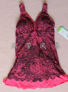 品牌正品号手温泉大码游泳衣女保守显瘦仿蕾丝连体裙式13142红黑