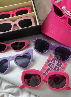 三角粗框玫红色猛男粉墨镜女网红时尚街头简约嘻哈遮阳太阳眼镜男