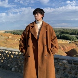 冬季毛呢大衣男中长款过膝西装领双排扣呢子风衣外套F236-P128，男装西服套装，电商A152