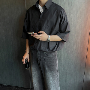 短袖衬衫男潮流休闲衬衣男宽松港风外套大码CS206-P48控68图片