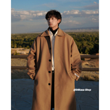 长款过膝风衣外套男秋季潮牌ins英伦帅气休闲毛呢大衣F258-P128，男装风衣，电商A152