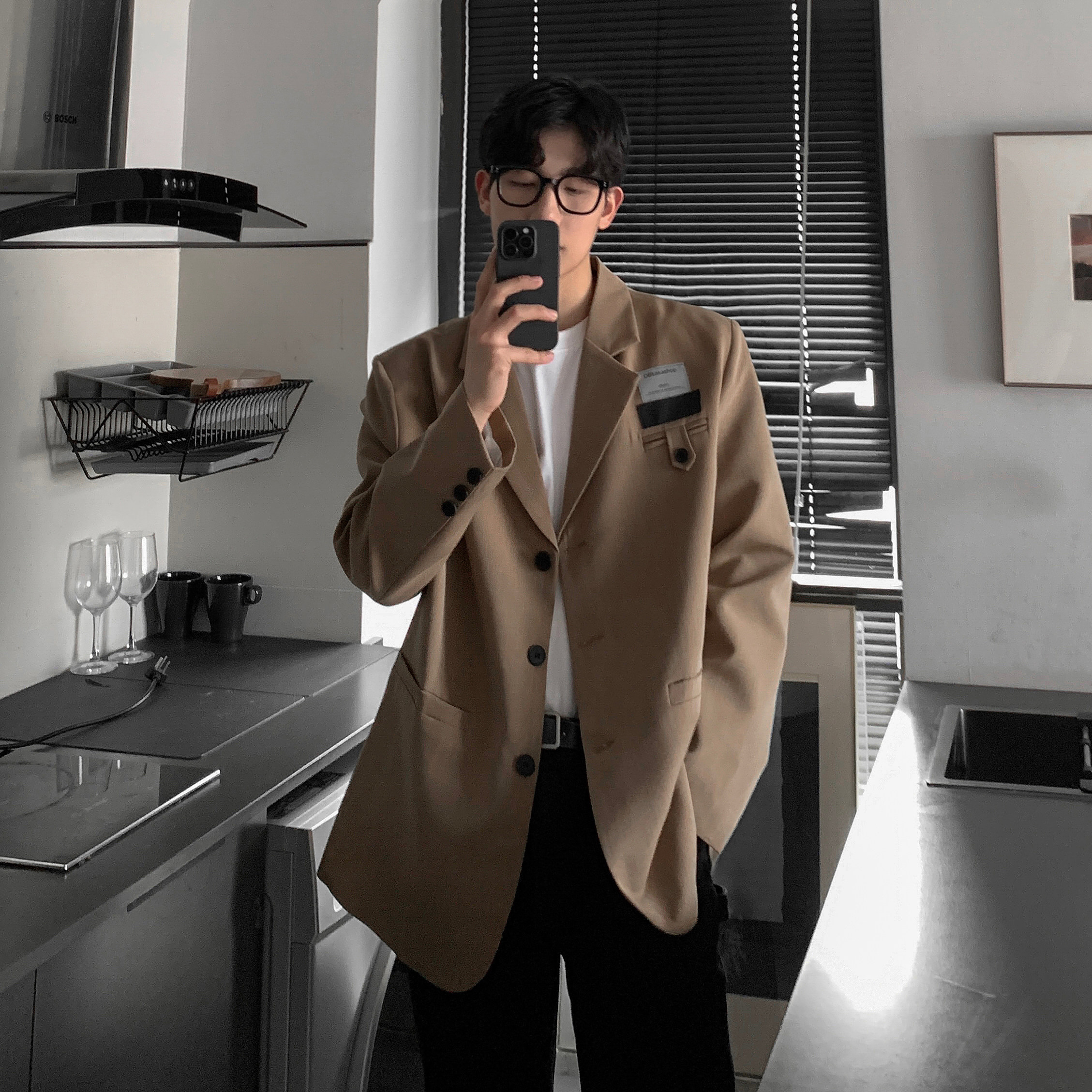 春秋季男士休闲西服小西装潮ins单西外套痞帅宽松大码F501-P95，男装西服套装，电商A152