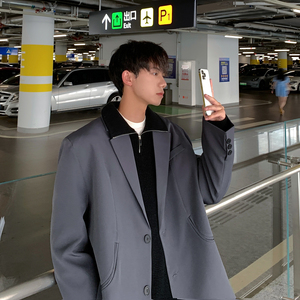 ins休闲西服男韩版痞帅气小西装上衣港风单西外套dk制服F106 P95图片