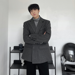 2025秋冬宽松小西装男西服加厚毛呢大衣大码F305-P108图片