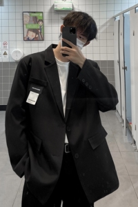 oversize黑色西装外套男春季大码潮宽松休闲痞帅小西服XF120-P95图片
