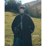 长款过膝风衣外套男秋季潮牌ins英伦帅气休闲毛呢大衣F258-P128，男装风衣，电商A152