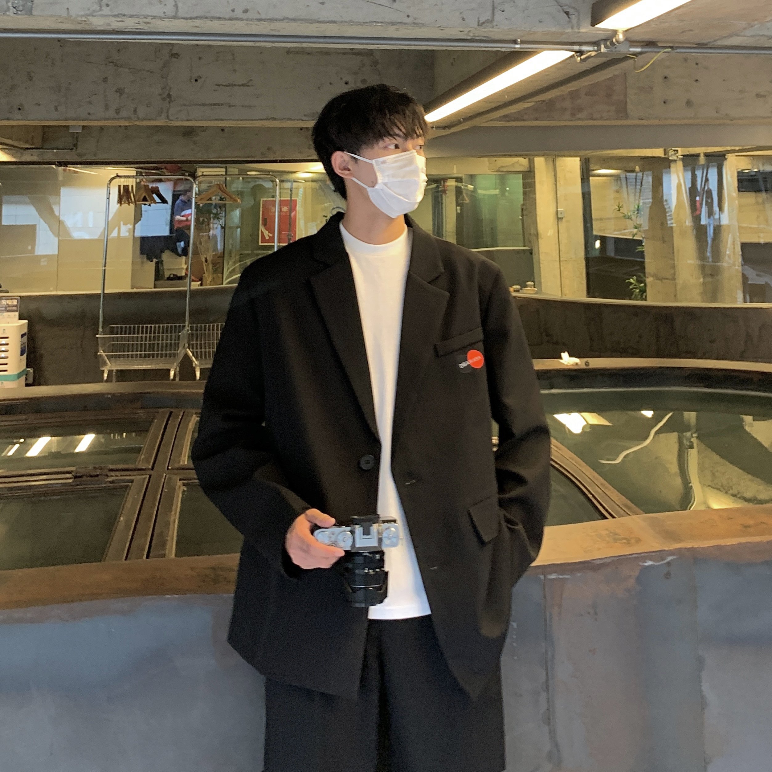 oversize西装外套男ins高级感男装英伦风垫肩痞帅小西服F121-p95