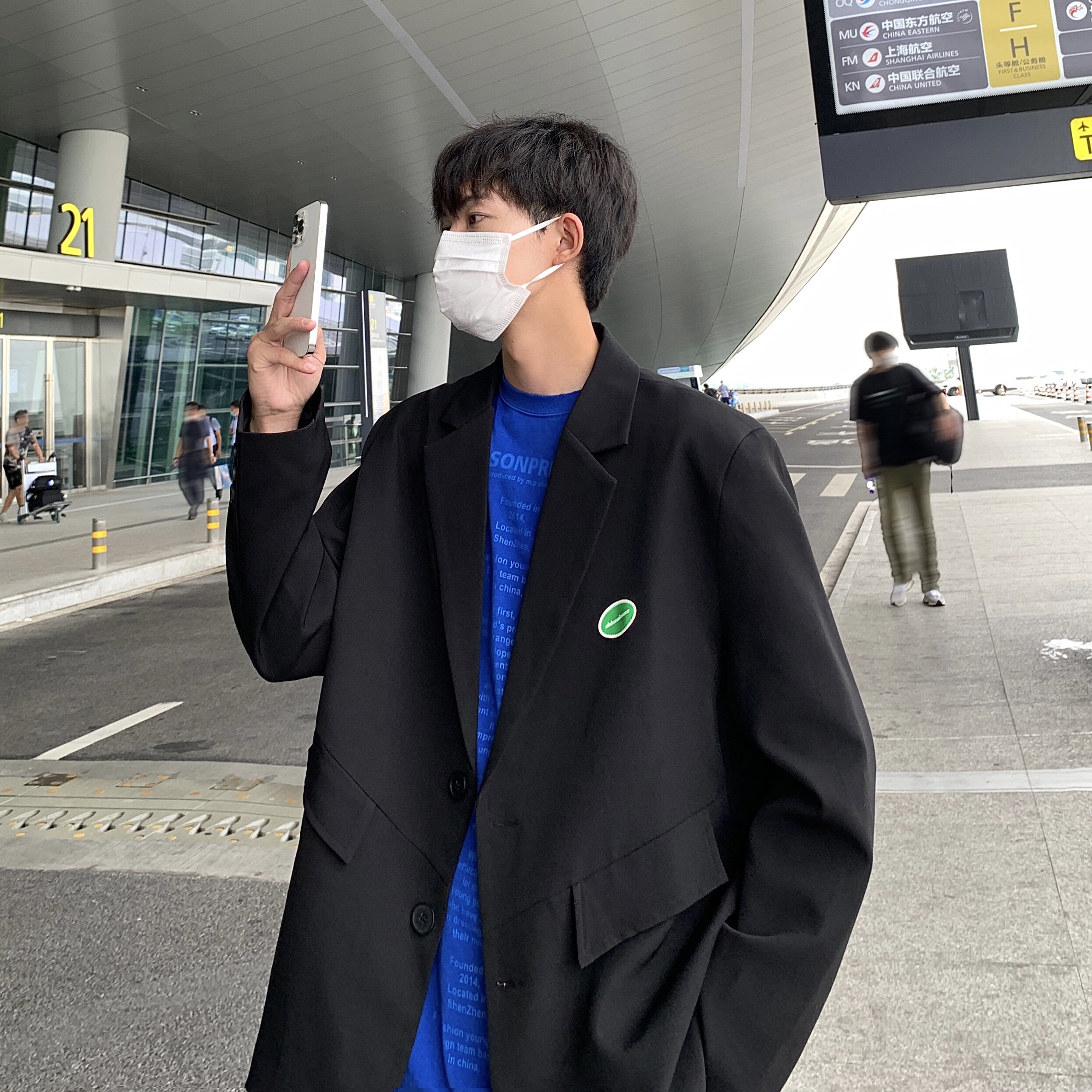 休闲西服男春秋季ins潮宽松dk制服痞帅小西装外套大码F156-P95,男装西服套装,电商A152