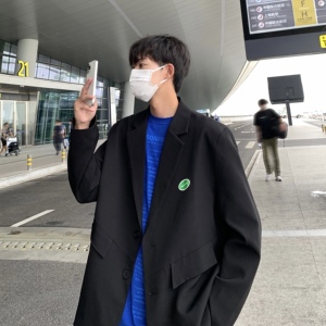 休闲西服男春秋季ins潮宽松dk制服痞帅小西装外套大码F156-P95图片