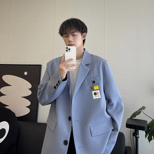 抖音品质直播款男生休闲宽松垫肩小西装外套XF133-P95,高个子女生穿搭夏天男生图片