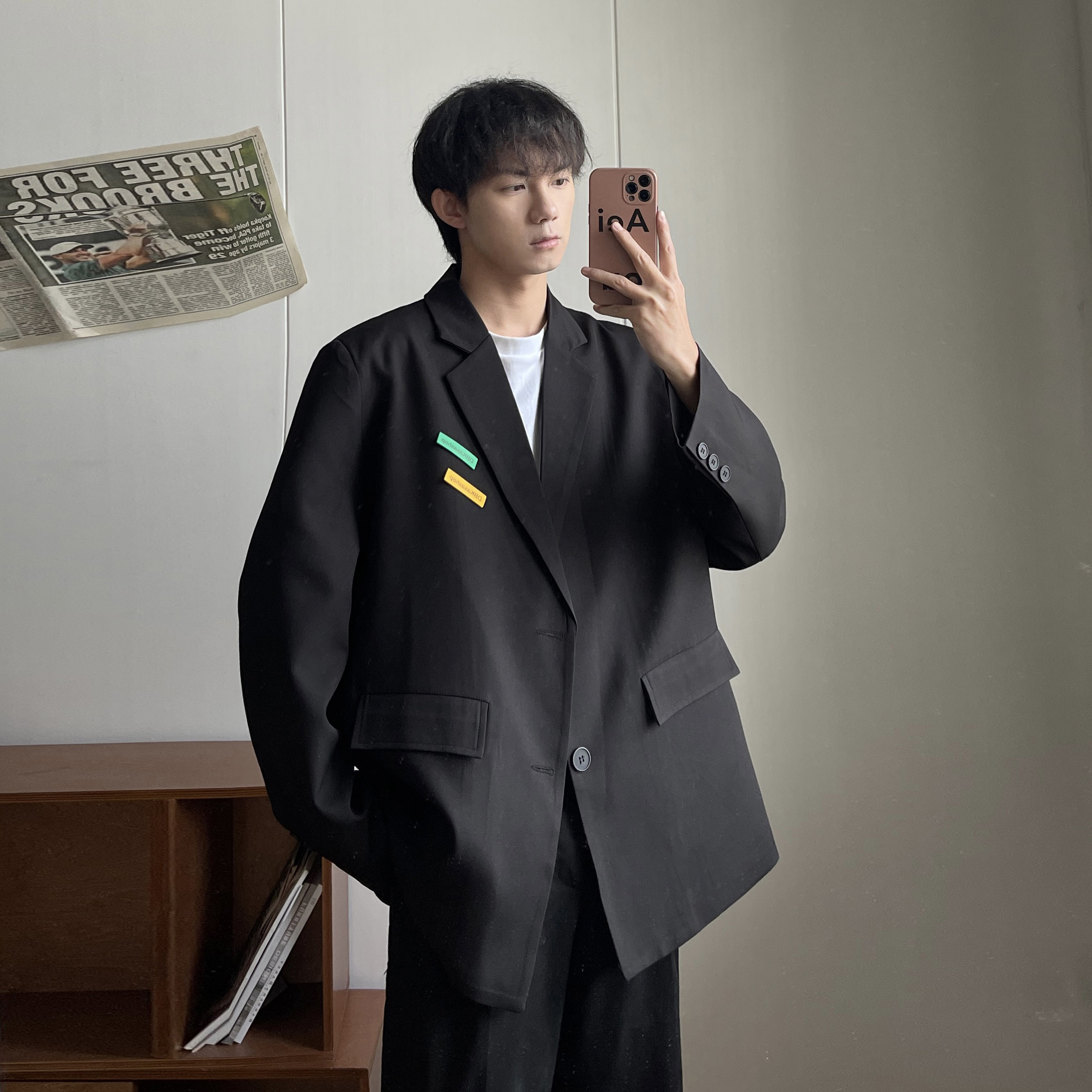 西服外套春季新款美式高街痞帅高级感oversize小西装XF132-P95，男装西服套装，电商A152