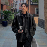 机车风皮夹克男ins港风宽松皮衣服秋季潮牌高街外套大码PY15-P105，男装夹克，电商A152