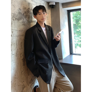 白色外套高级感炸街西装男oversize港风休闲小西服大码F130-P95图片