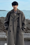 现货秋冬毛呢大衣男中长款过膝韩版潮流宽松风衣大码外套F36-P128，男装风衣，电商A152