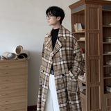 直播品质高级感男生中长款毛呢大衣格子风衣加厚韩版F363-P148，男装风衣，电商A152