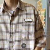 格子衬衫男短袖夏季ins港风痞帅小众日系情侣衬衣大码CS60-P45，男装T恤，电商A152