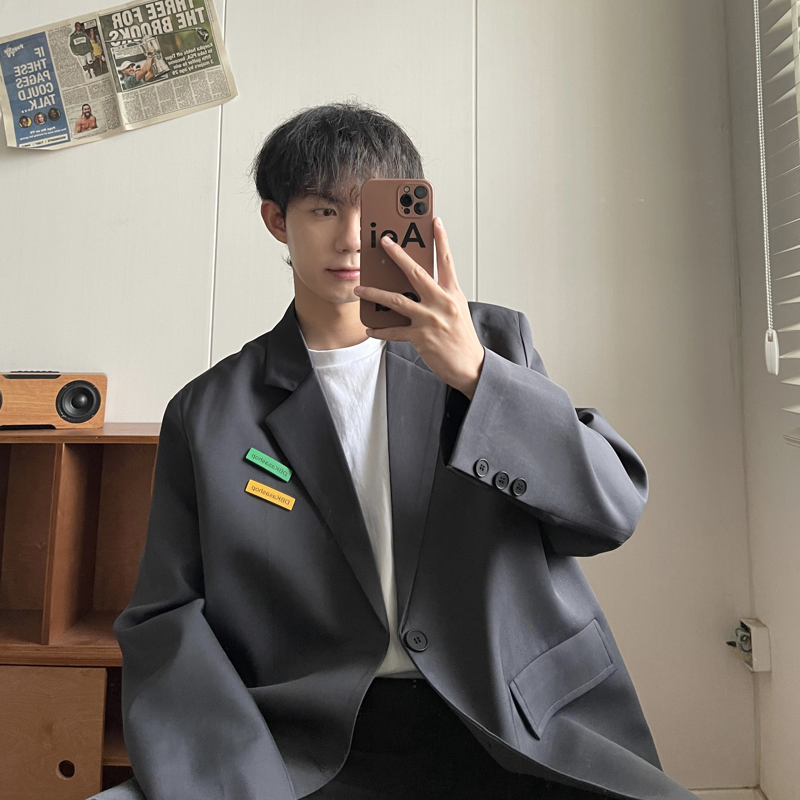 西装外套男春秋ins潮痞帅高级感男装oversize西服 XF132-P95图片