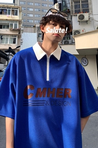 2025夏装男士短袖Polo衫韩版宽松翻领印花tee港味百搭学生PL03-45图片