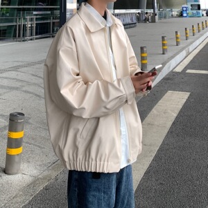 美式复古机车皮衣男西海岸oversize外套炸街夹克大码港风PY12-P95图片