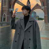 冬季毛呢大衣男中长款过膝西装领双排扣呢子风衣外套F236-P128，男装西服套装，电商A152