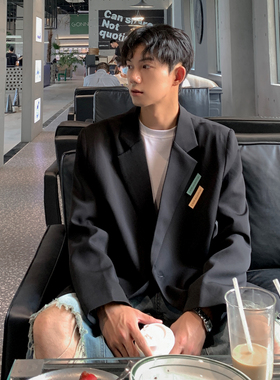 西服外套男秋季高级感英伦雅痞男装oversize垫肩白色西装F176-P95