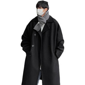 毛呢外套男oversize中长款风衣春秋季韩版潮流毛呢大衣F36-P128图片