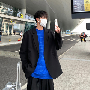 ins休闲西服男韩版痞帅气小西装上衣港风单西外套dk制服F106 P95图片