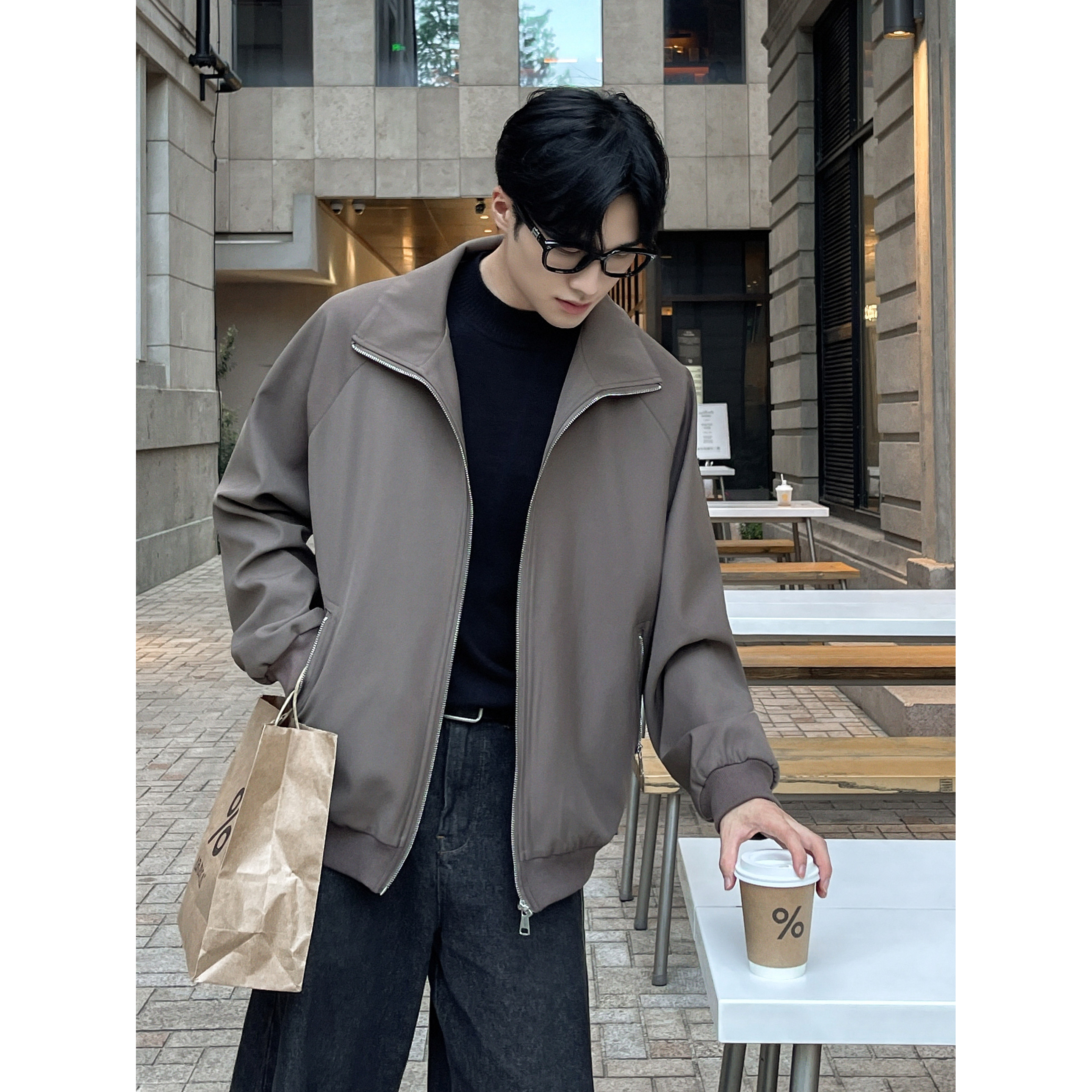 直播美式飞行夹克男秋季新款立领棒球服工装外套韩版F327-P98,男装夹克,电商A152