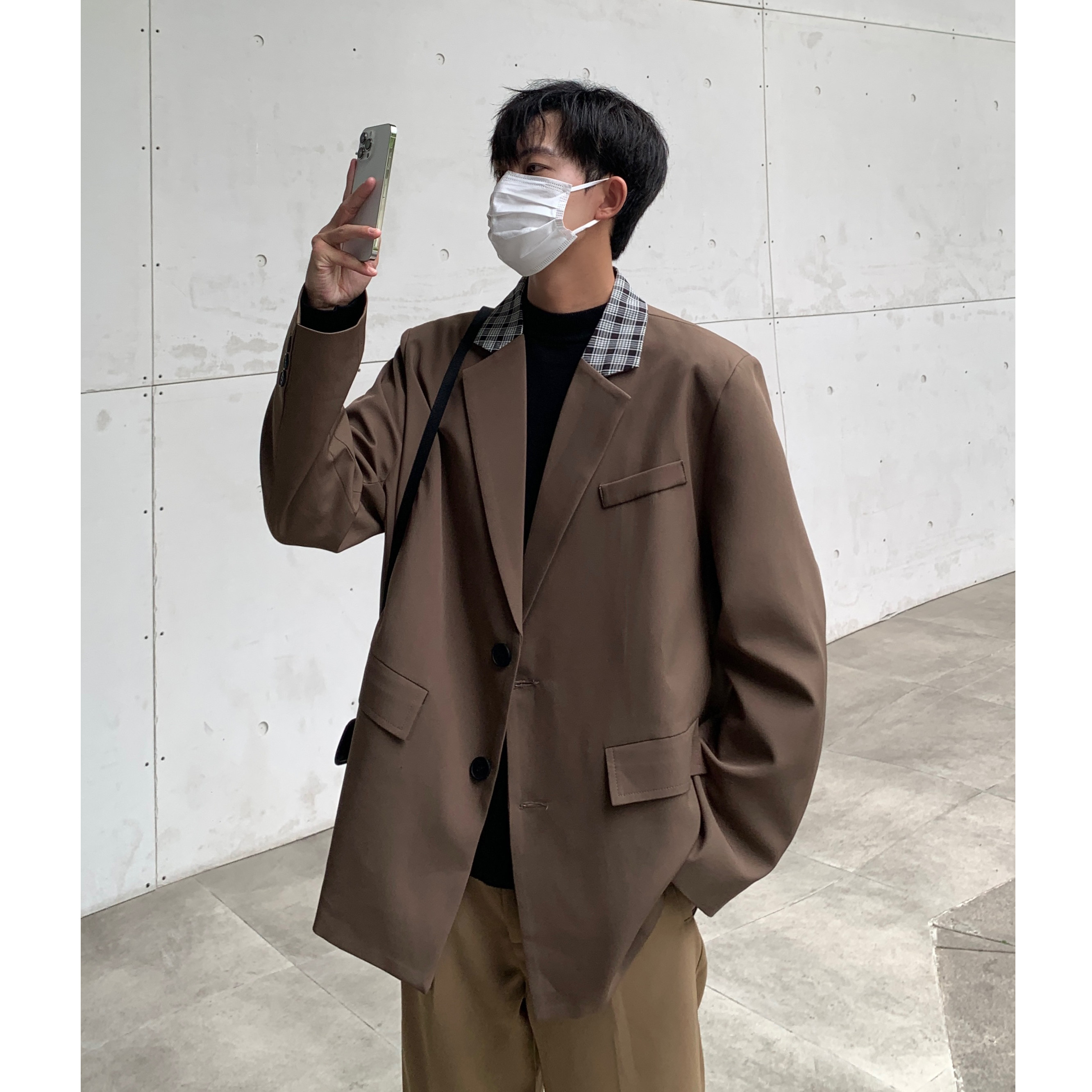 西服外套男秋休闲宽松oversize痞帅ins港风上衣小西装F118-P95,男装西服套装,电商A152