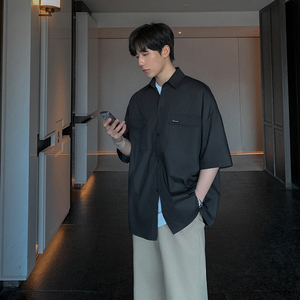 直播款 2025夏季男士短袖衬衫韩版港风大码衬衣CS207-P48控68图片