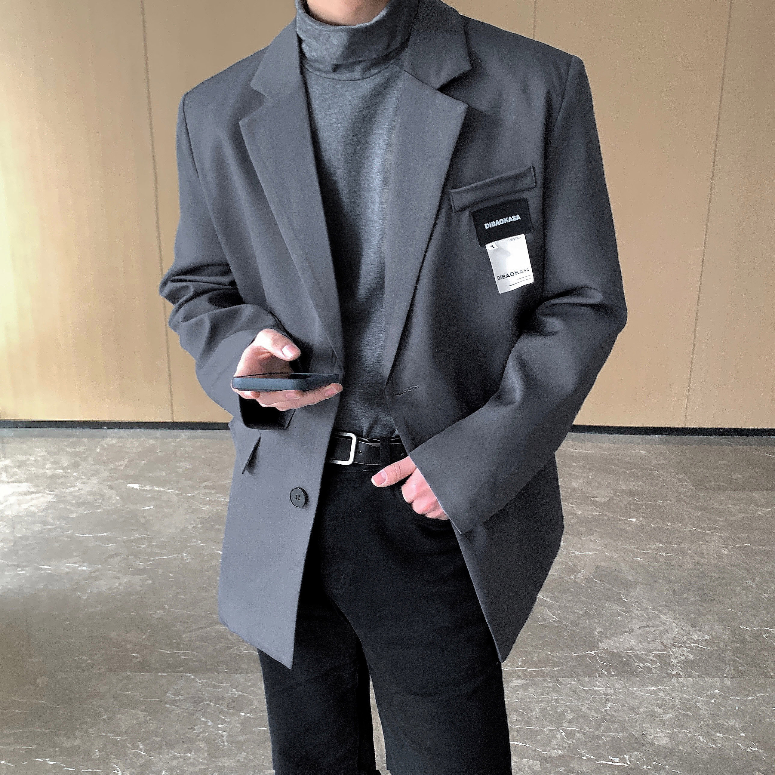 垫肩西装外套男秋冬ins潮痞帅高级感男装oversize西服XF120-P95，男装西服套装，电商A152