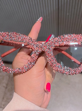 欧美复古大框珍珠镶钻时尚太阳镜