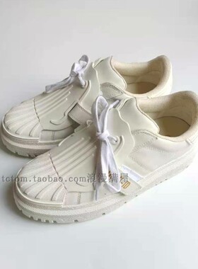2021春季白色头层牛皮37码系带4CM厚底时装板鞋女鞋运动休闲鞋