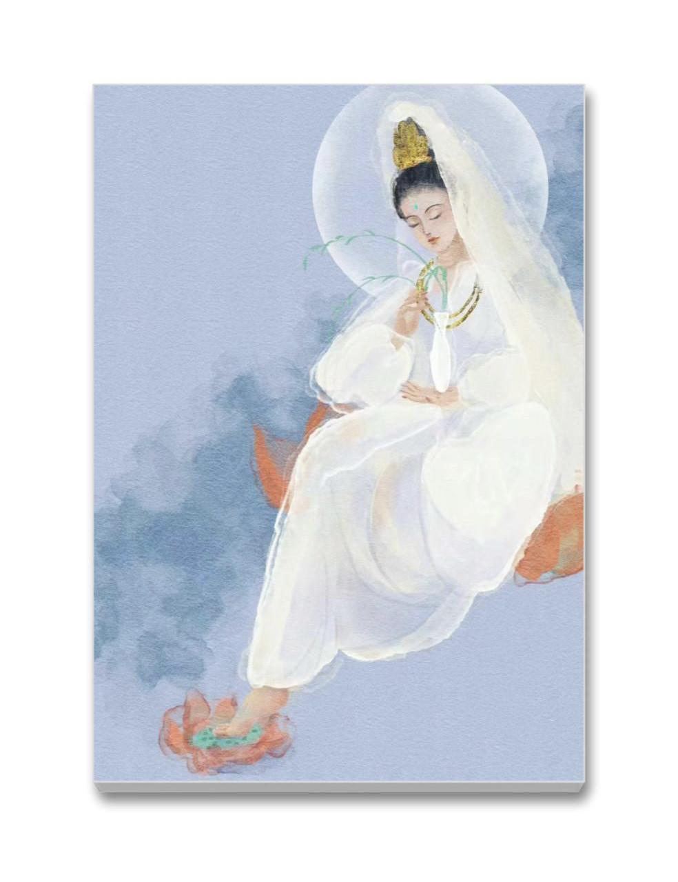 《菩萨像》足下生莲，好运连连，油画布喷绘装饰画尺寸30*40cm，
