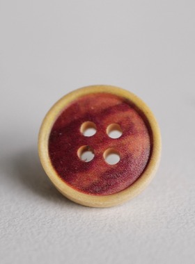 15mm 一颗价格英国Textile Garden木质斑驳感中心锈红色纽扣