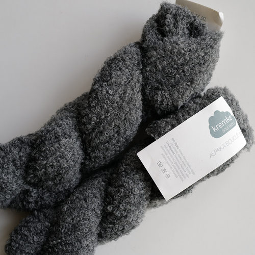 银灰色 KREMKE SOUL WOOL Alpaka Bouclé超细纤维羊驼毛圈圈线