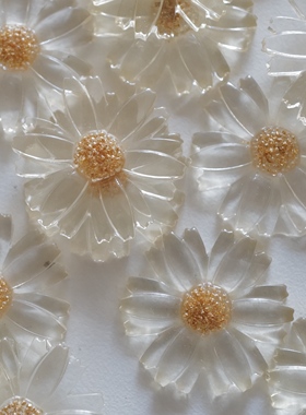 不是纽扣28mm1个价美国VINTAGE浅浅透黄色花瓣金色花蕊雏菊装饰件