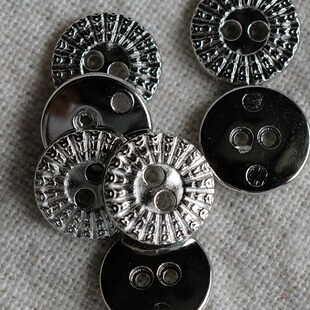 10mm一颗价英国Textile Garden光亮白金般的银色磨砂纹理金属纽扣