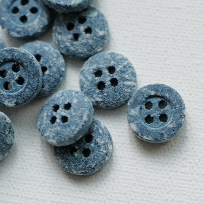 牛仔青蓝微绒毛表面棉质纽扣