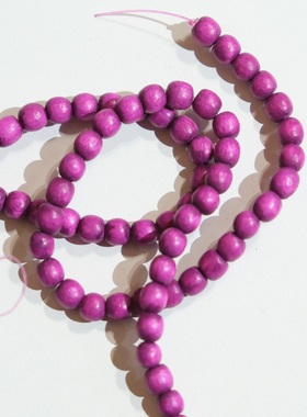 约5mm 10颗一组价 德国JIM玫紫色染色迷你木质串珠